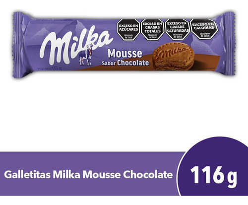Galletitas Mousse Chocolate Rellenas De Chocolate Milka X1u 