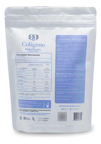 Colageno Hidrolizado Bnb Corp En Polvo Sabor Coco 500g L Coco