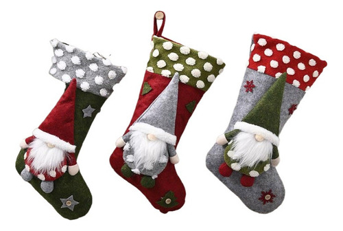 3pcs Calcetines Navideños Bolsas De Regalo Adornos Navid [u]