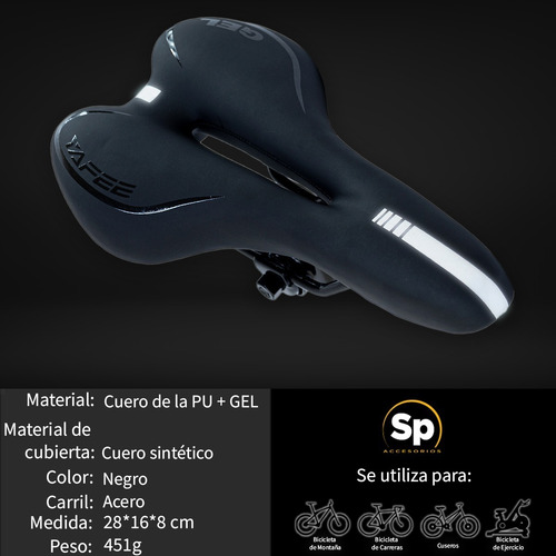 Imagen 8 de 10 de Asiento Para Bicicleta De Montaña Negro Con Gris Vazher