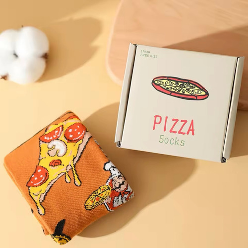 Calcetines Pizza Con Caja Calcetas Pizza Regalo Creativo