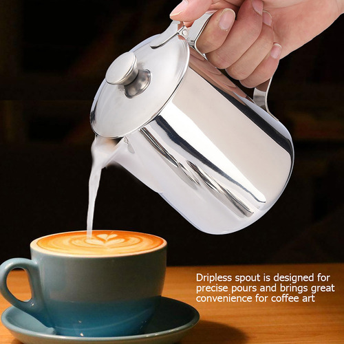 Taza De Acero Inoxidable Para Café Con Tapa Para Espumar Lec