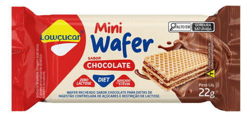 Mini Wafer Diet Lowçucar 22g Morango E Chocolate Kit Com 40