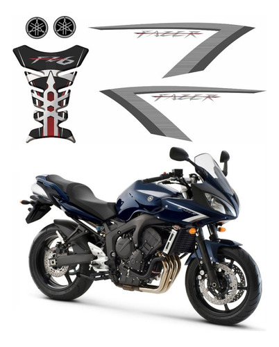 Kit Adesivo Para Yamaha Fazer Fz6 600cc 2008 2009 2010 Cor Preto