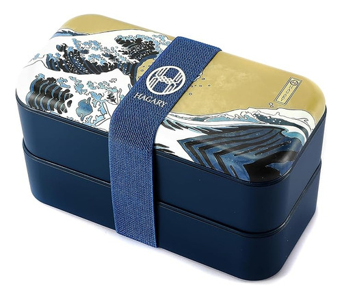 Wave Bento Box Lonchera Japonesa 2 Niveles Con Cuchara Y Ten