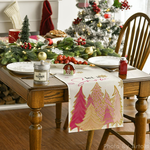 Modo De Artoide Árbol De Navidad Pink Let It Snowflake Corre