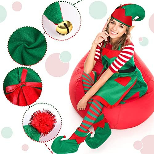 Conjunto De Disfraz De Elfo Navideño Para Mujer Incluye De