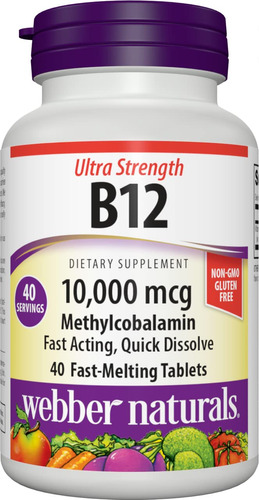 Webber Naturals Vitamina B12 De 10,000 Mcg Ultra Fuerza, 40