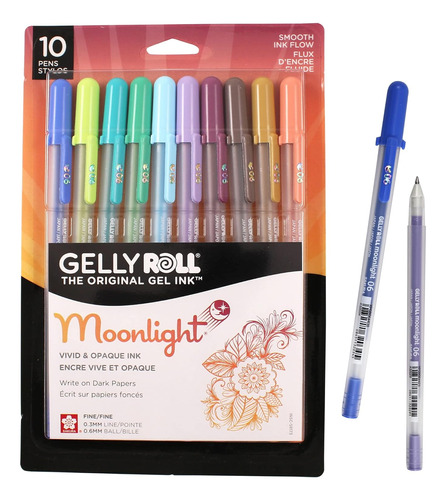 Gelly Roll Moonlight Paquete De 10, 06 Punta Fina, Colo...