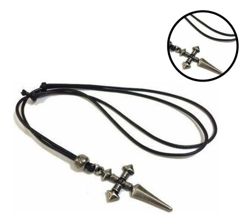 Colar Masculino Cordão Cruz Crucifixo Medieval Gospel Cor Cinza