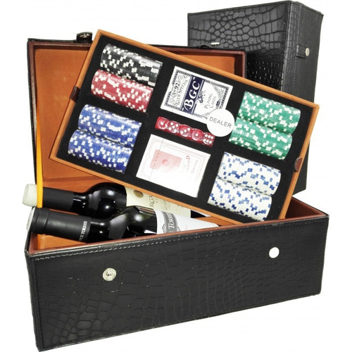 Caja Para Botellas Con Set De Poker Regalo Empresarial