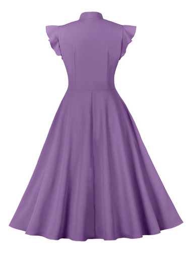 Vestido Con Cinturón Y Cintura Retro De Moda Para Mujer