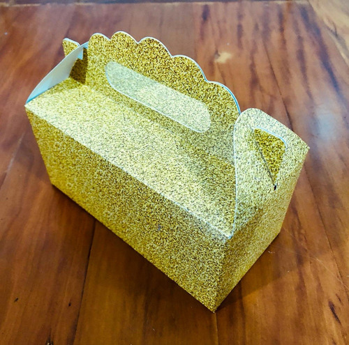10 Caixa Surpresa Maleta Lembrança Imitação Glitter Ouro