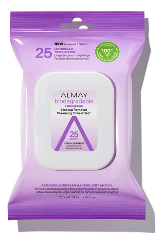 Toallitas Desmaquillantes Almay Biodegradable Longwear 25 Toallitas