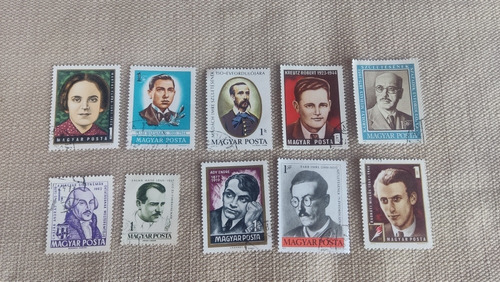 10 Timbres Postales Antiguos Estampillas Correo Magyar Posta