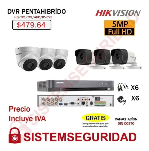 Imagen 4 de 7 de Kit 2 4 6 8 10 16 Camaras De Seguridad 5mp Cctv Hikvision