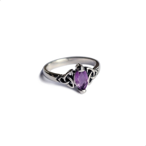 Imagem 3 de 4 de Anel Celta Triquetra Ametista Natural Prata 925 11067408