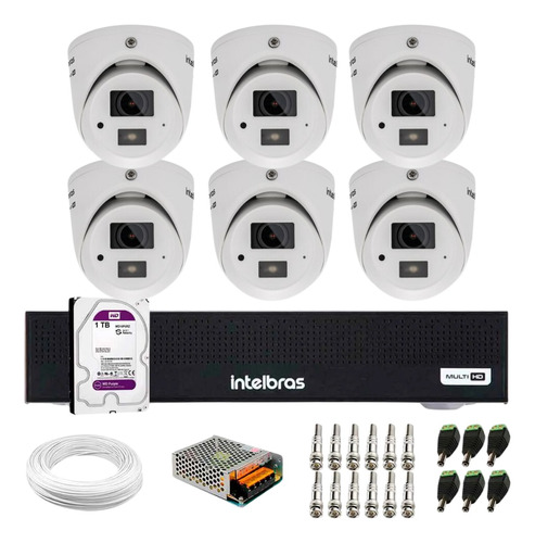 Kit Intelbras 6 Vhd  3220 D Mini, Dvr Mhdx 1008c C/1 Tb 