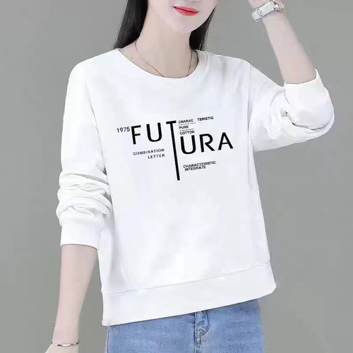 Sudadera De Manga Larga Con Cuello Redondo Para Mujer
