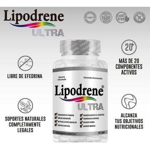 Combo 2 Lipodrene Ultra Termogénico Alta Acción Sabor Sin Sabor