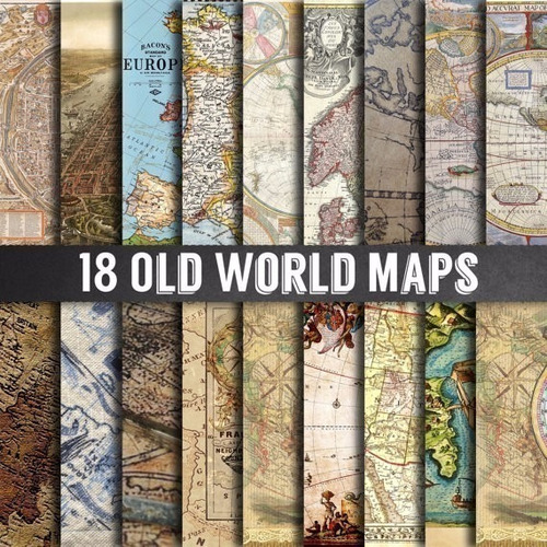 Kit Imprimible  18 Fondos De Mapas Antiguos - Ver Promo