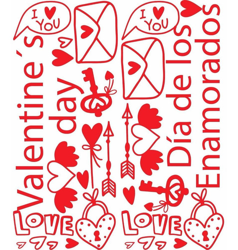 Día De Los Enamorados Calcos Vinilos Stickers Vidrieras
