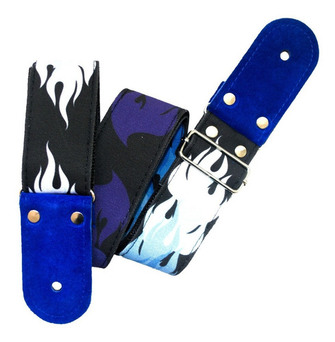 Flamas - Tahalí Strap Para Guitarra O Bajo Color Azul