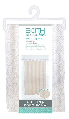 Cortina Para Baño De Poliéster Sparkle Bath Styles Color Marrón claro Rayas