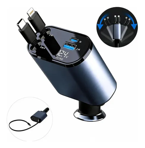 Carregador Veicular 120w Compatível Com iPhone 8 X Xr 11 12 Preto
