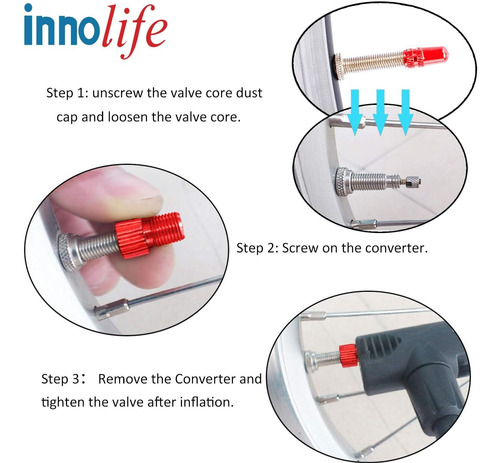 Innolife 10 Pcs Presta De Aluminio A Schrader Converter Válv