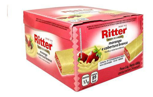 Barra Cereal Morango Cobertura Branca 24 X 20g Ritter