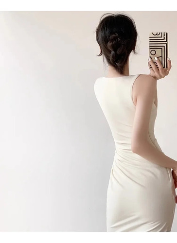 Vestido De Mujer De Estilo Francés Con Cuello Cuadrado Y Cin