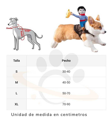 Imagen 3 de 4 de Disfraz Para Perros Y Gatos Con Jinete De Vaquero Dif Tallas