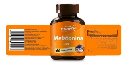 Melatonina Funat 3 Mg Frasco X 60 T - Unidad a $665
