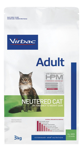 Alimento Hpm Gato Adulto Castrado 3 Kg