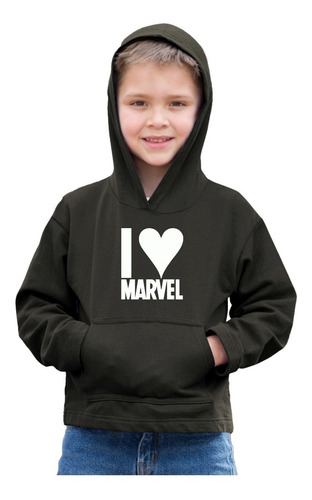 Sudadera Negra Infantil Estampada I Love Marvel En Oferta