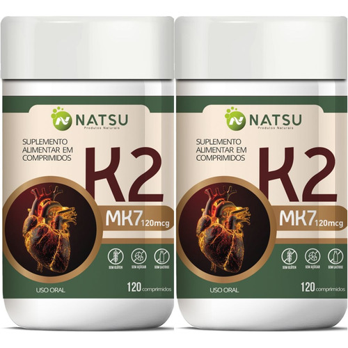 Kit 2 Potes Vitamina K2 Vitk2 Mk7 Menaquinona 7 240cp Promo