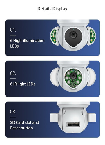Imagen 7 de 8 de Camara De Seguridad Wifi 3 Mp Ptz Tuya Alexa / Google Domo