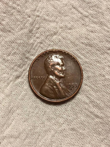 Wheat Penny 1953s Golpeó Sobre? Struck Thru?? Grease Error. (Usado)