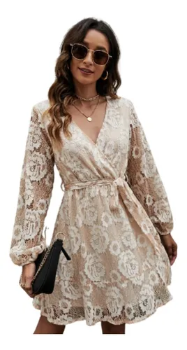 Vestido beige corto casual sale