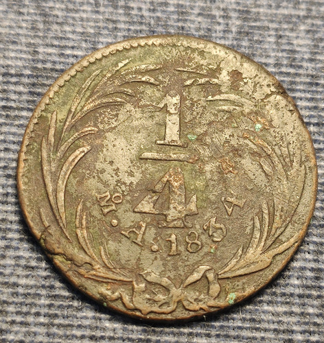 Moneda 1/4 Un Cuarto De Real 1834, En Cobre. (Usado)