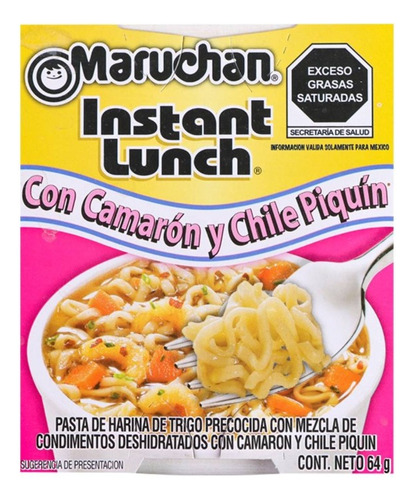 18 Pzas Sopa Instantánea Maruchan Instant Lunch Con Camarón
