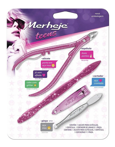 Set X4 Accesorios Para Uñas Merheje Teens Morado Y Fucsia