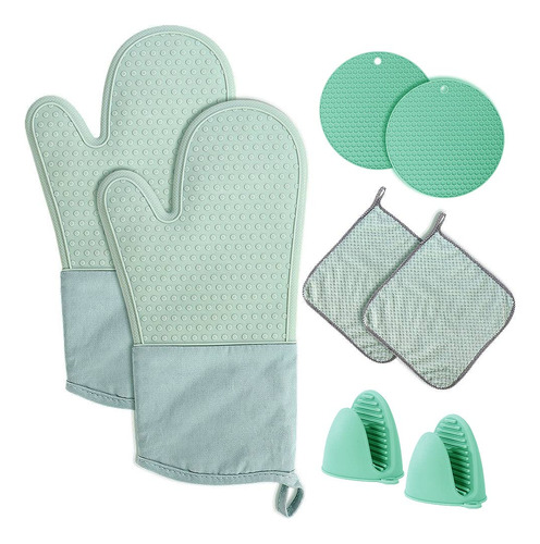 Juego De 8 Manoplas De Horno Y Soportes Para Ollas, Guantes