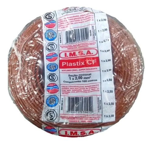 Imagen 1 de 3 de Cable Unipolar 2,5 Rollo 100 Metros Marron Imsa Plastix Cf