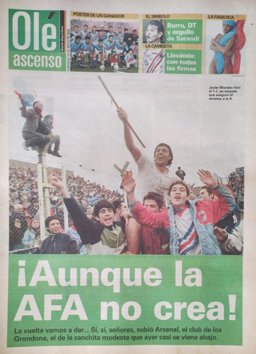 Arsenal Campeón Octogonal 2001-2002 Ascenso Diario Olé 