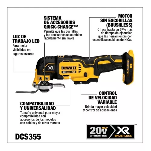 Multi-herramienta Oscilante Brushless Xr 20v Dcs355 Dewalt