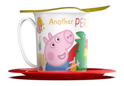 Set Taza Con Plato Y Cuchara De Regalo Peppa Pig Color Rosa