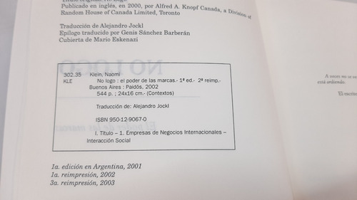 No Logo El Poder De Las Marcas Naomi Klein Paidos