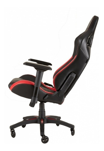 Imagen 4 de 4 de Silla de escritorio Corsair T1 Race gamer ergonómica negra y roja con tapizado de cuero sintético